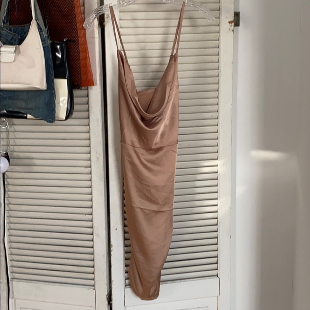 Taupe satin dress